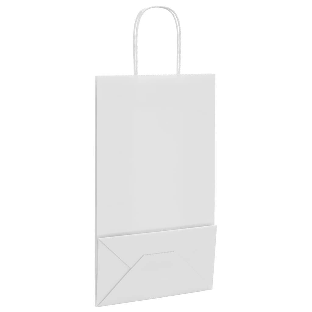50 db fehér papírzacskók fogantyúkkal 21x11x36 cm