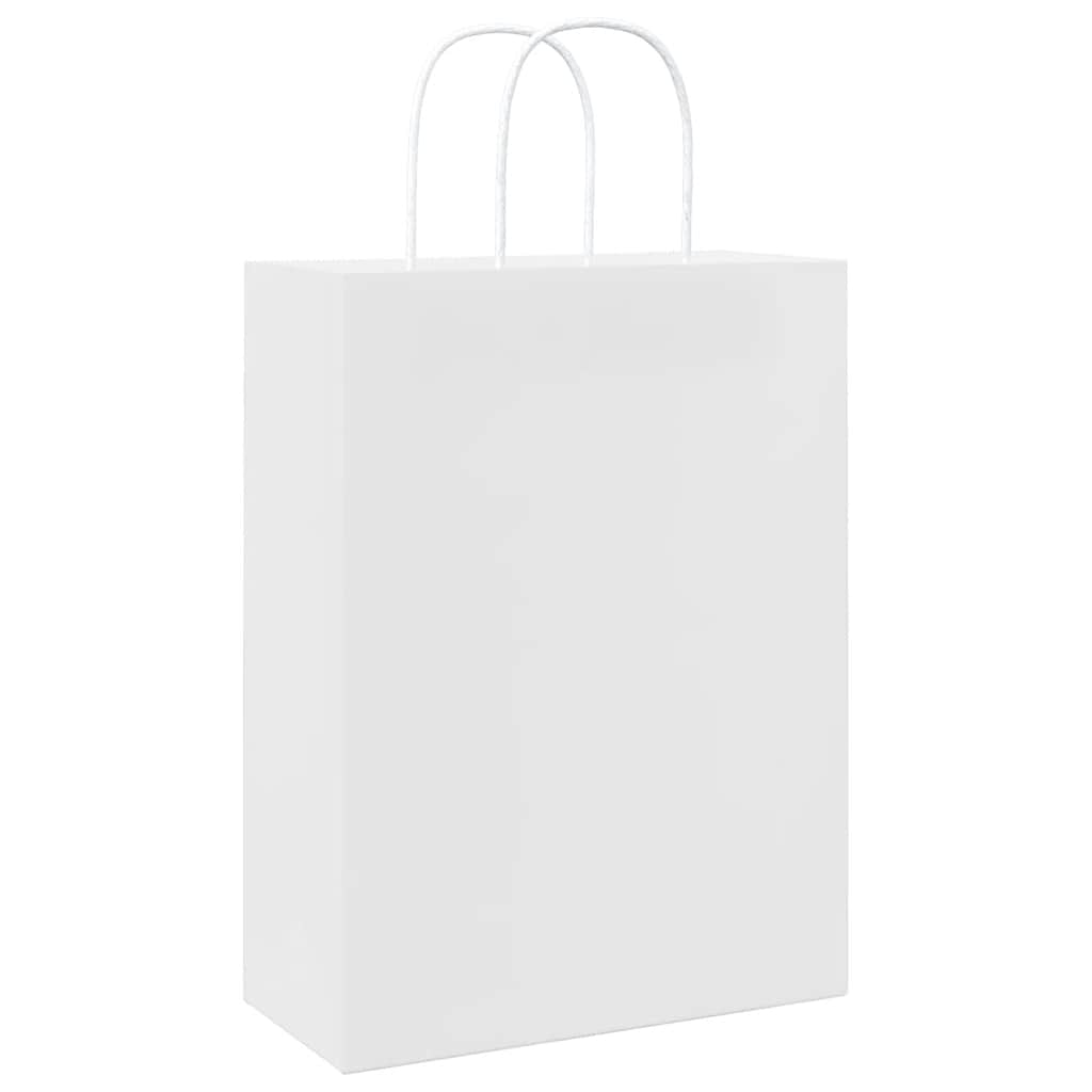 50 db fehér papírzacskók fogantyúkkal 26x12x35 cm
