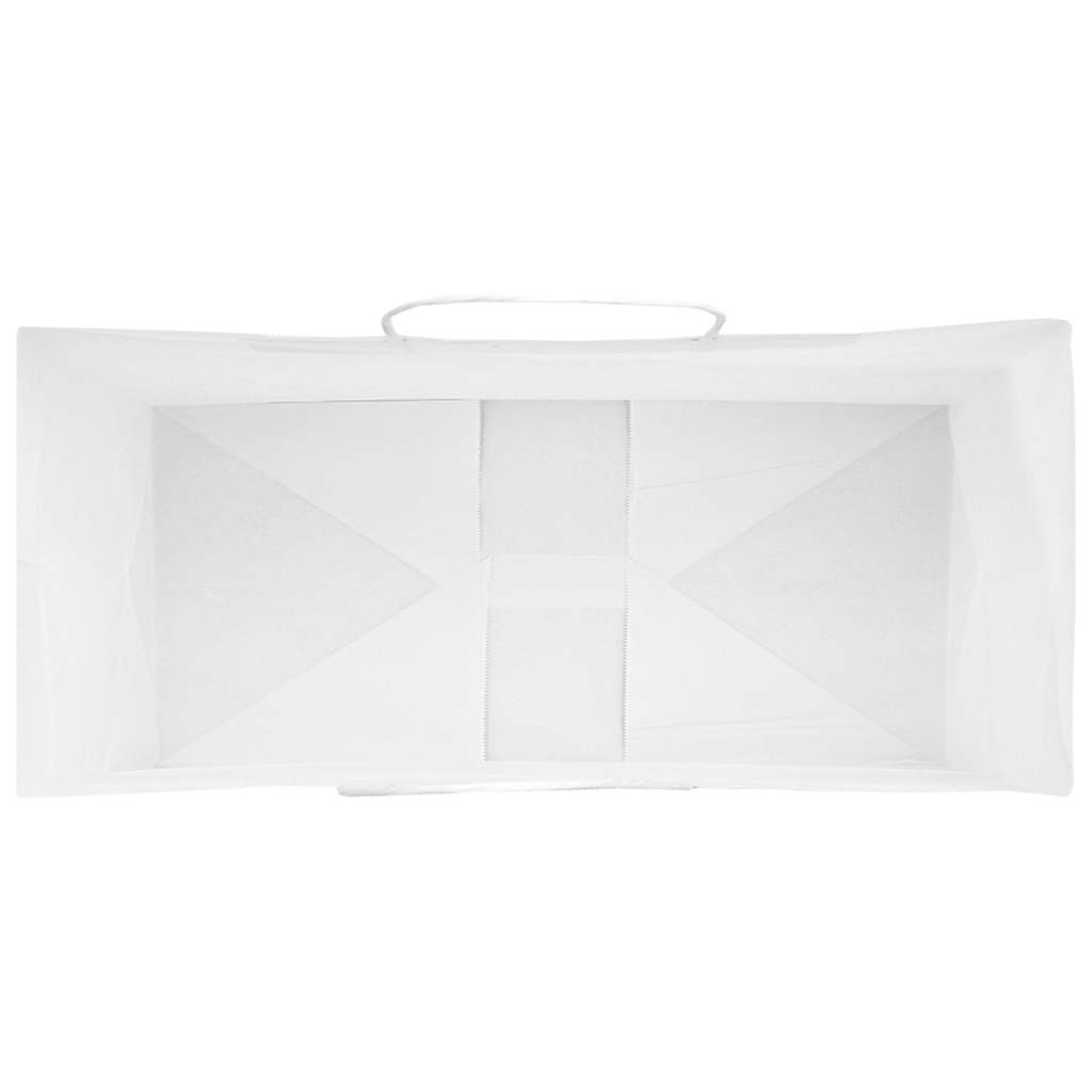 50 db fehér papírzacskók fogantyúkkal 26x12x35 cm