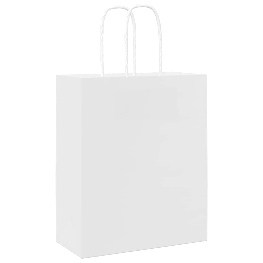 250 db fehér papírzacskók fogantyúkkal 18x8x22 cm