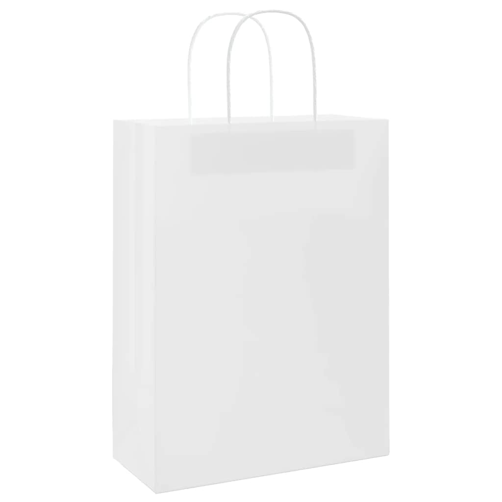 250 db fehér papírzacskók fogantyúkkal 26x12x35 cm