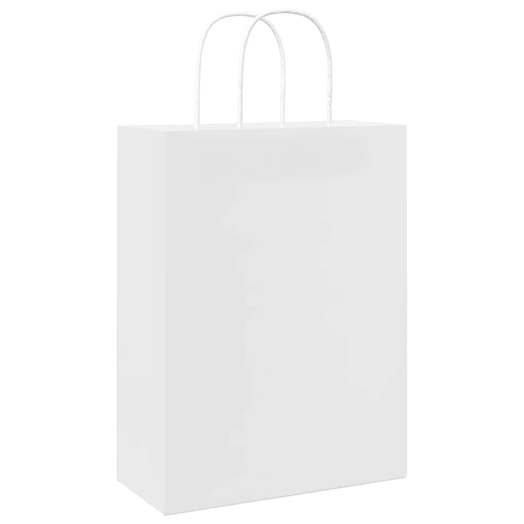 250 db fehér papírzacskók fogantyúkkal 26x12x35 cm