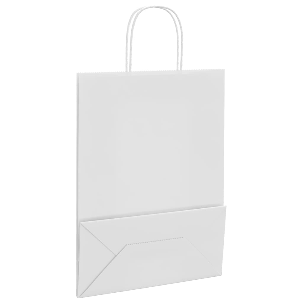 250 db fehér papírzacskók fogantyúkkal 26x12x35 cm