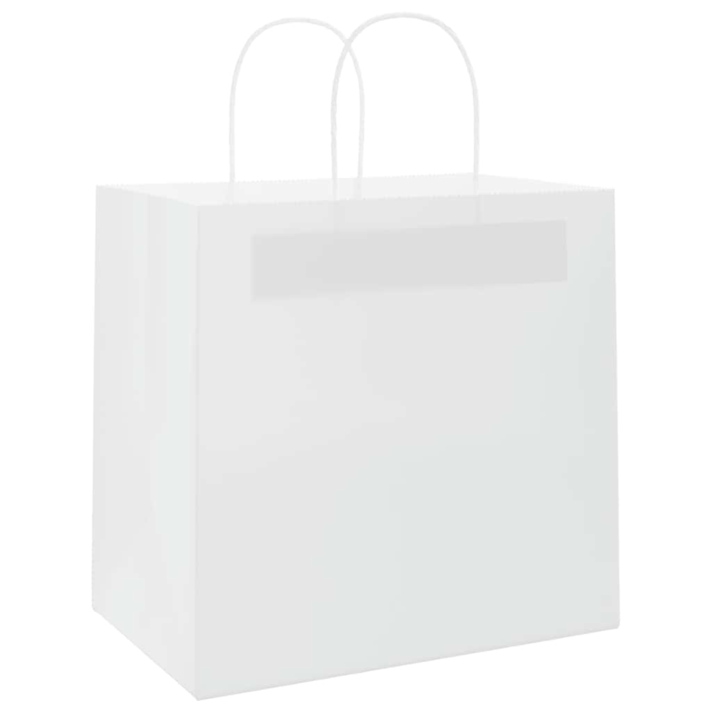 250 db fehér papírzacskók fogantyúkkal 26x17x25 cm