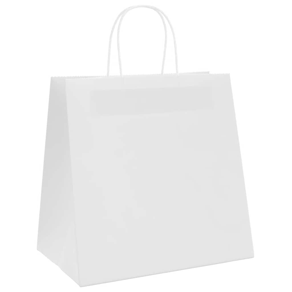 250 db fehér papírzacskók fogantyúkkal 26x17x25 cm