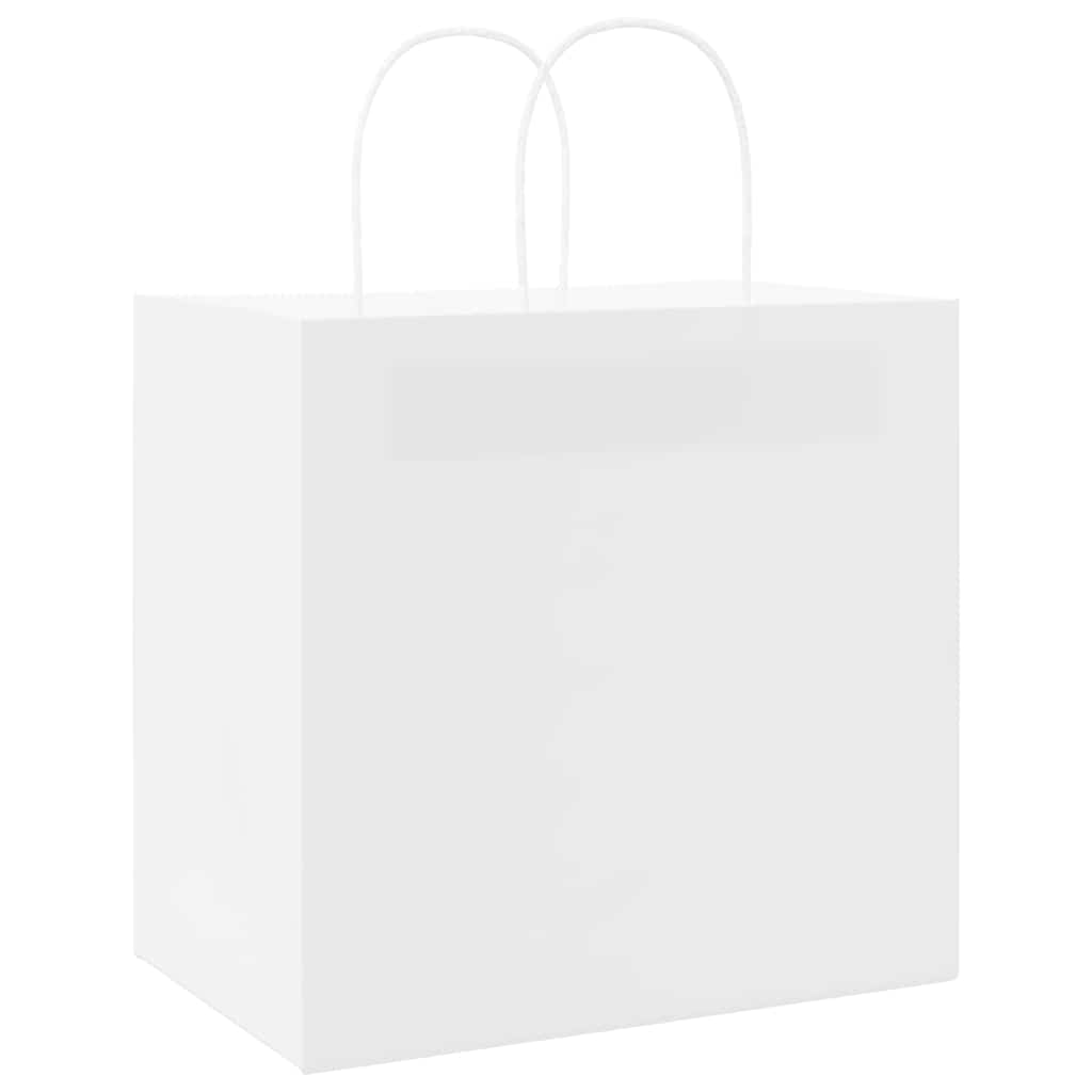 250 db fehér papírzacskók fogantyúkkal 26x17x25 cm