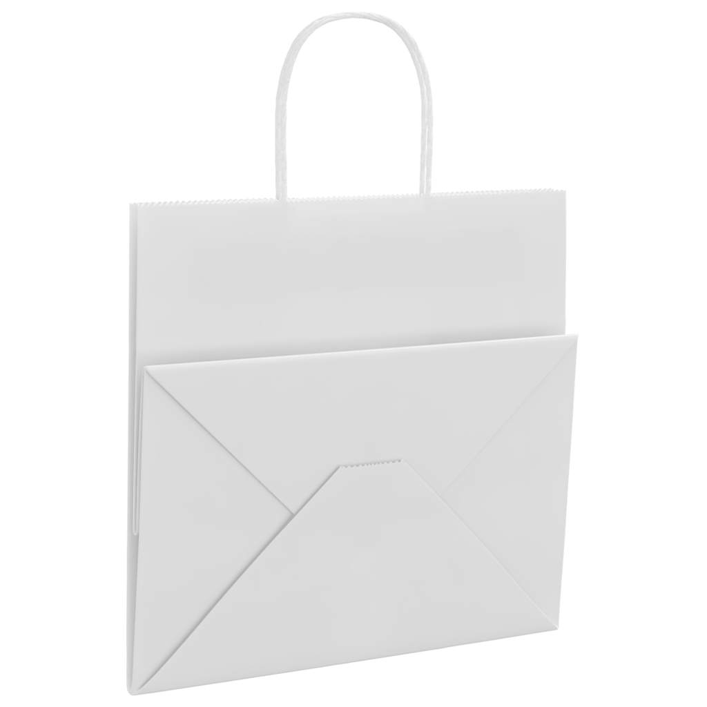 250 db fehér papírzacskók fogantyúkkal 26x17x25 cm