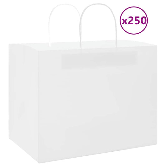 250 db fehér papírzacskók fogantyúkkal 32x22x24 cm