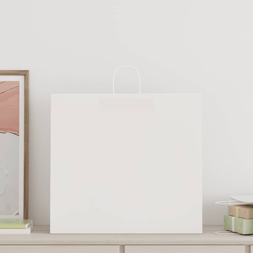 250 db fehér papírzacskók fogantyúkkal 54x15x49 cm