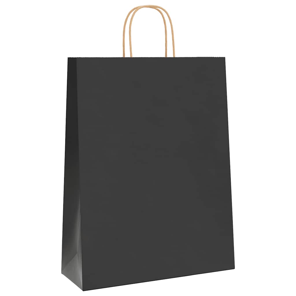 250 db fekete papírzacskók fogantyúkkal 32x12x42 cm