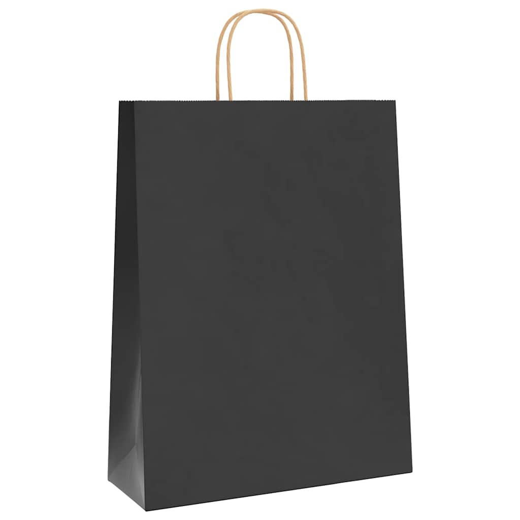 250 db fekete papírzacskók fogantyúkkal 32x12x42 cm