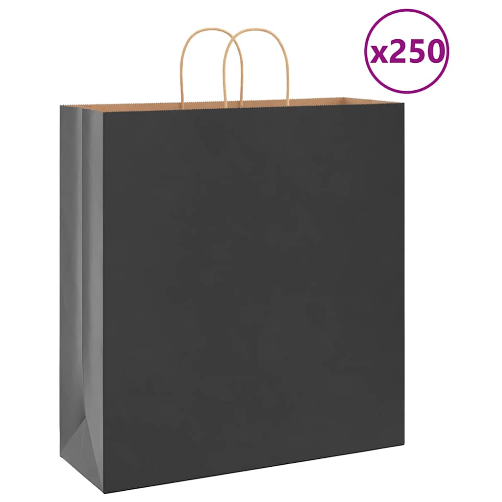 250 db fekete papírzacskók fogantyúkkal 45x17x48 cm