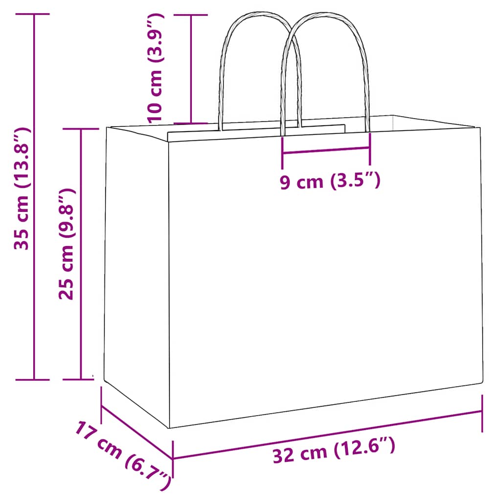 250 db rózsaszín papírzacskók fogantyúkkal 32x17x25 cm