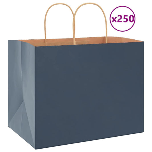 250 db kék papírzacskók fogantyúkkal 32x22x24 cm