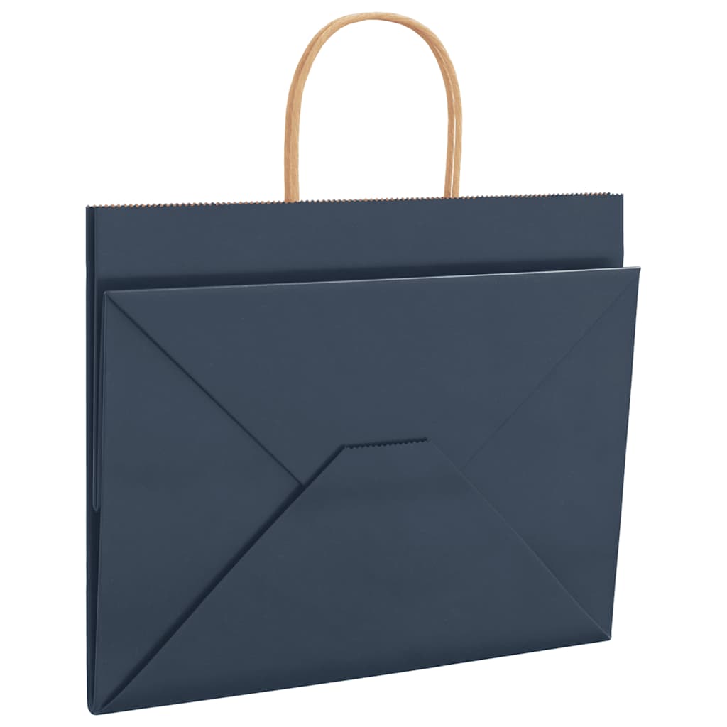 250 db kék papírzacskók fogantyúkkal 32x22x24 cm