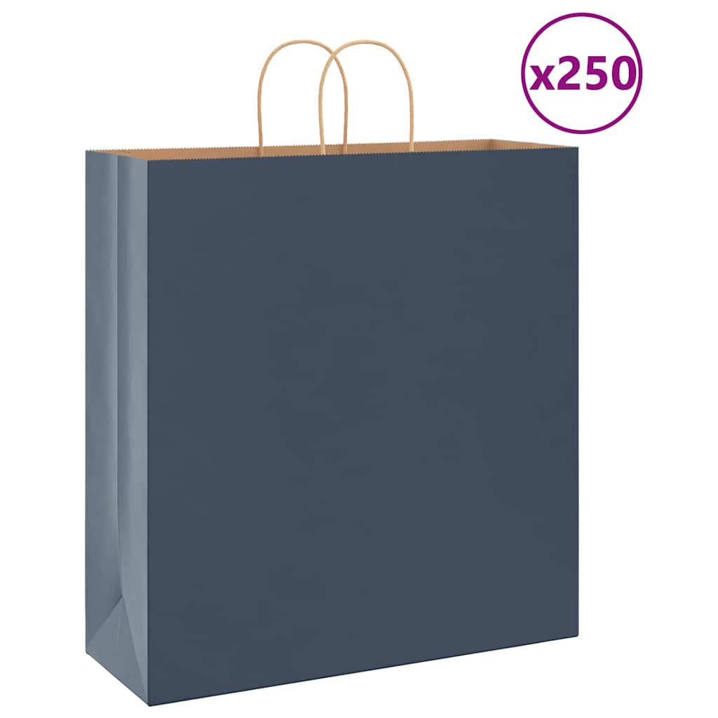 250 db kék papírzacskók fogantyúkkal 45x17x48 cm