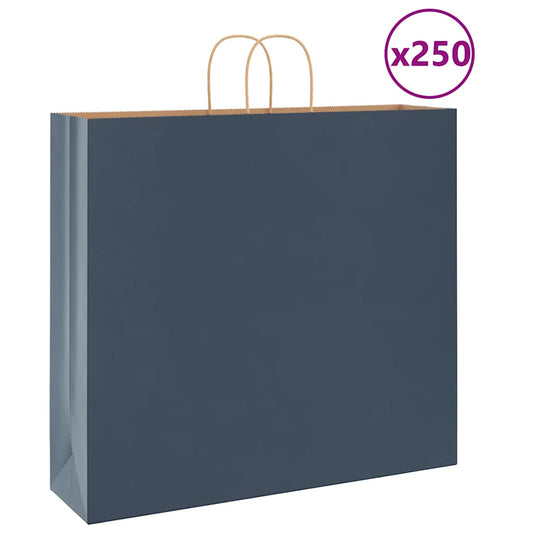 250 db kék papírzacskók fogantyúkkal 54x15x49 cm