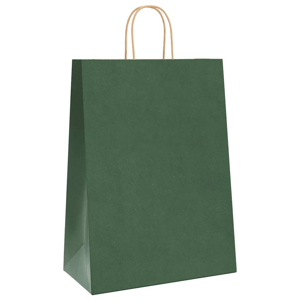 250 db zöld papírzacskók fogantyúkkal 32x17x44 cm