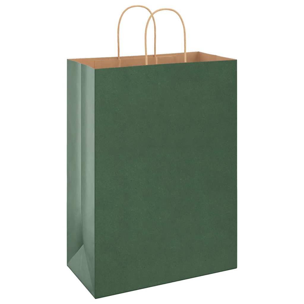 250 db zöld papírzacskók fogantyúkkal 32x17x44 cm