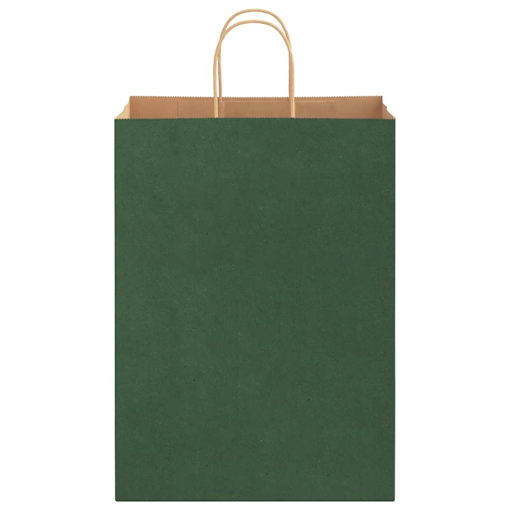 250 db zöld papírzacskók fogantyúkkal 32x17x44 cm