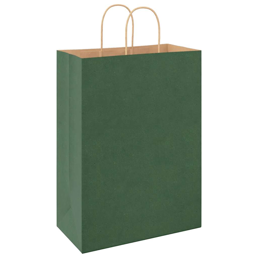 250 db zöld papírzacskók fogantyúkkal 32x17x44 cm