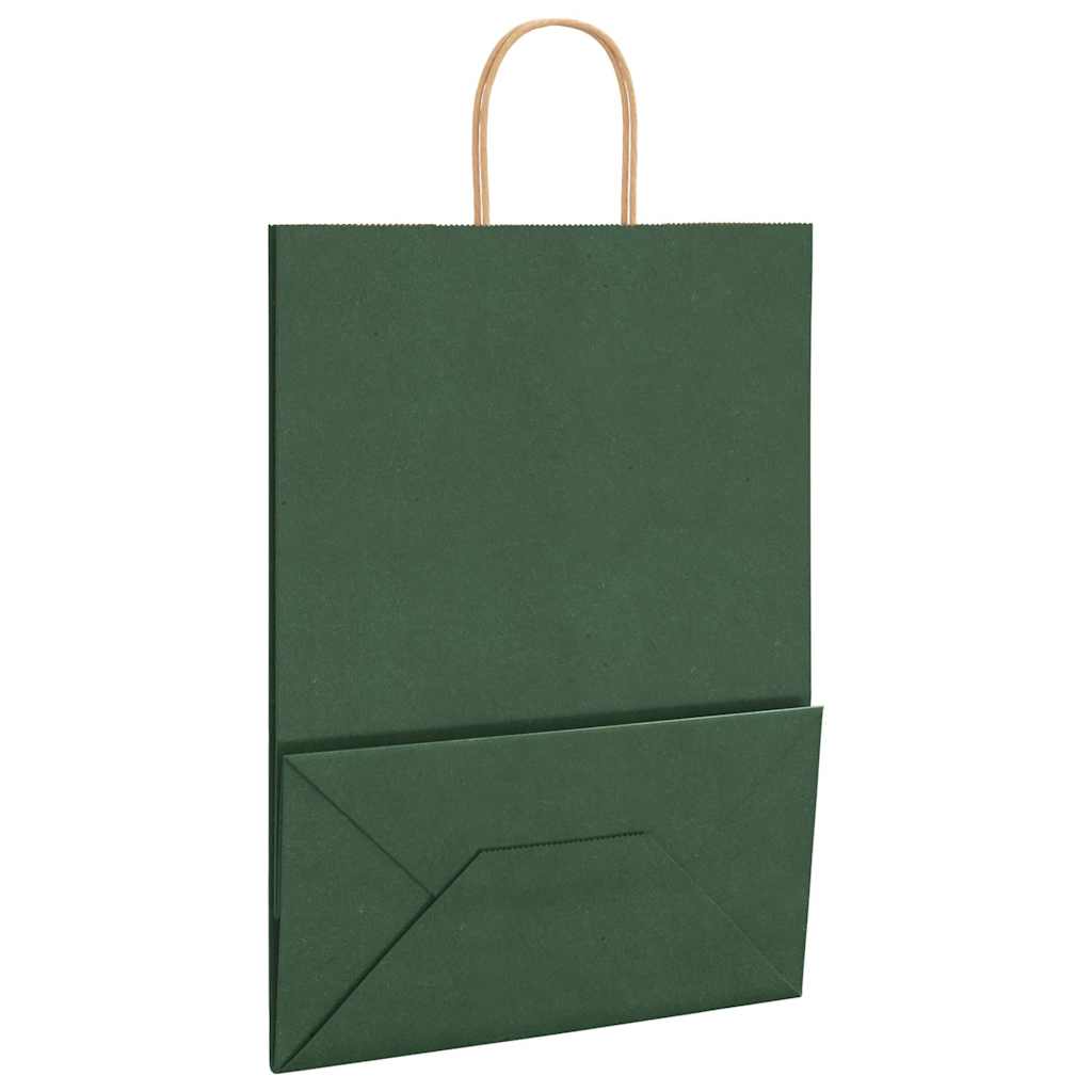 250 db zöld papírzacskók fogantyúkkal 32x17x44 cm