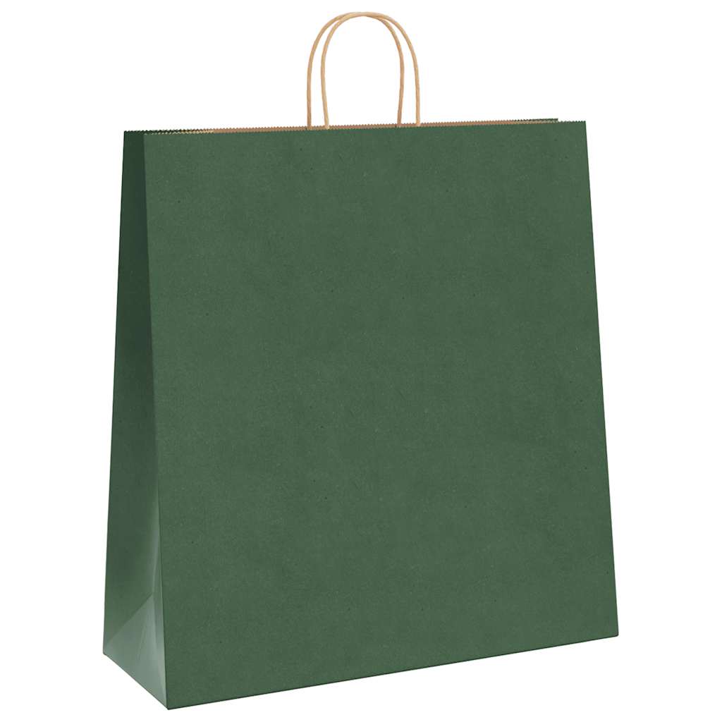 250 db zöld papírzacskók fogantyúkkal 45x17x48 cm