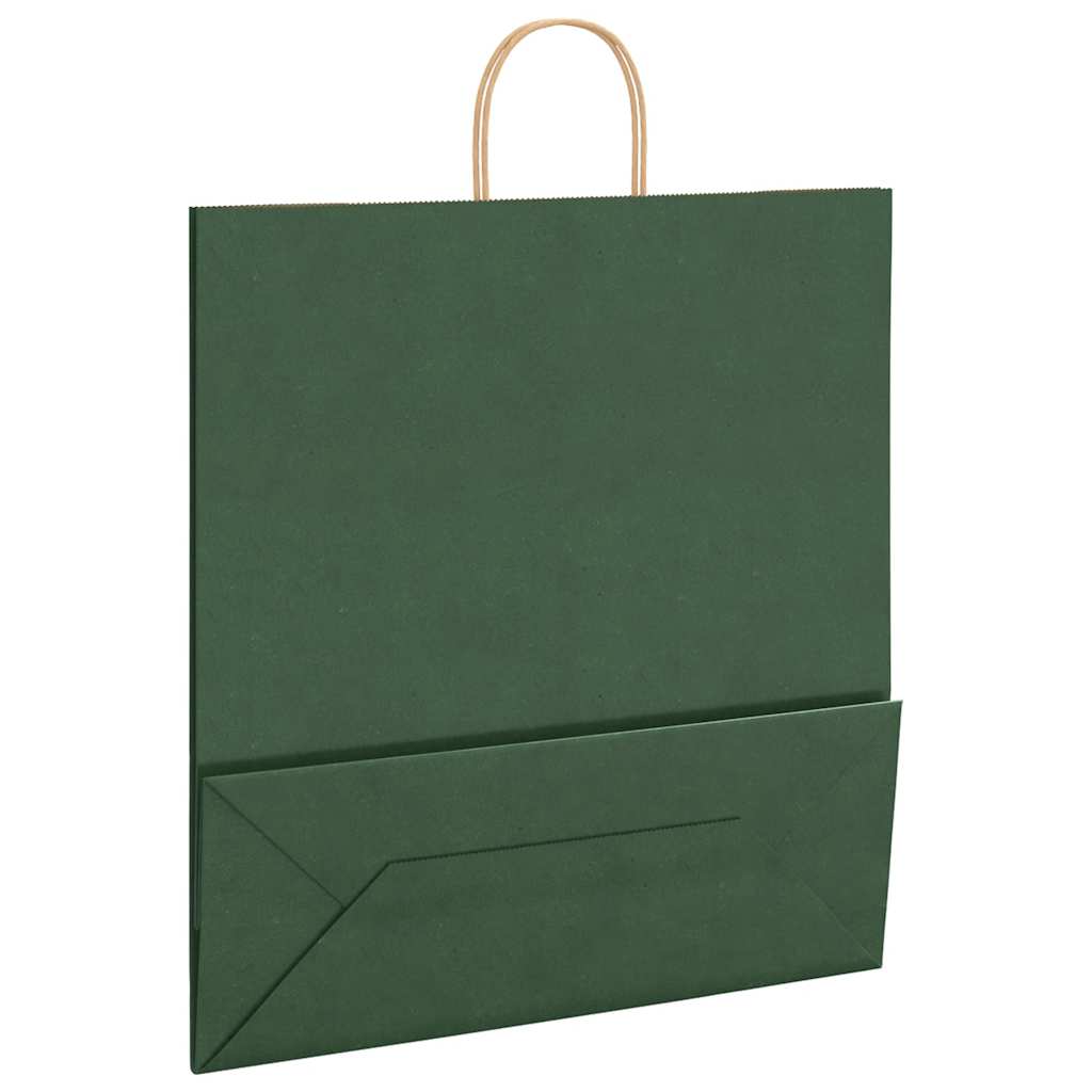 250 db zöld papírzacskók fogantyúkkal 45x17x48 cm