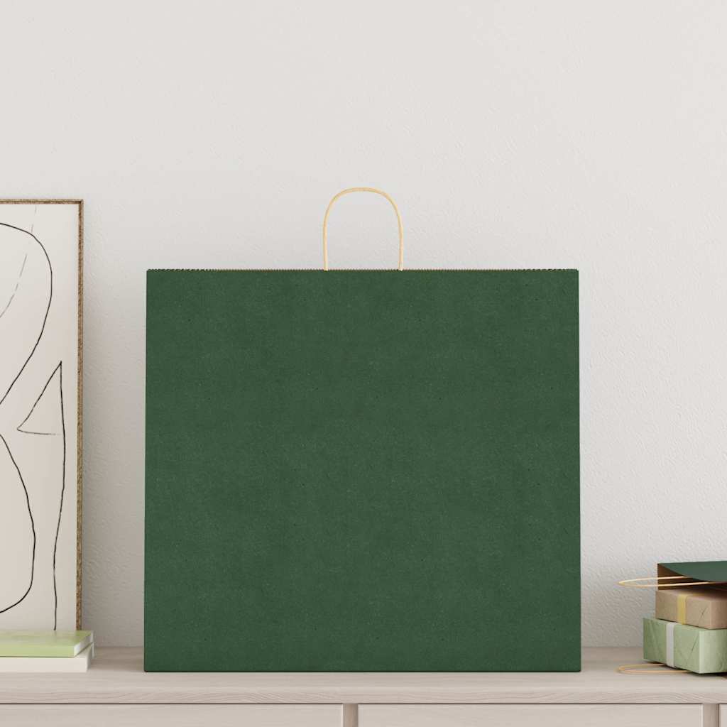 250 db zöld papírzacskók fogantyúkkal 54x15x49 cm