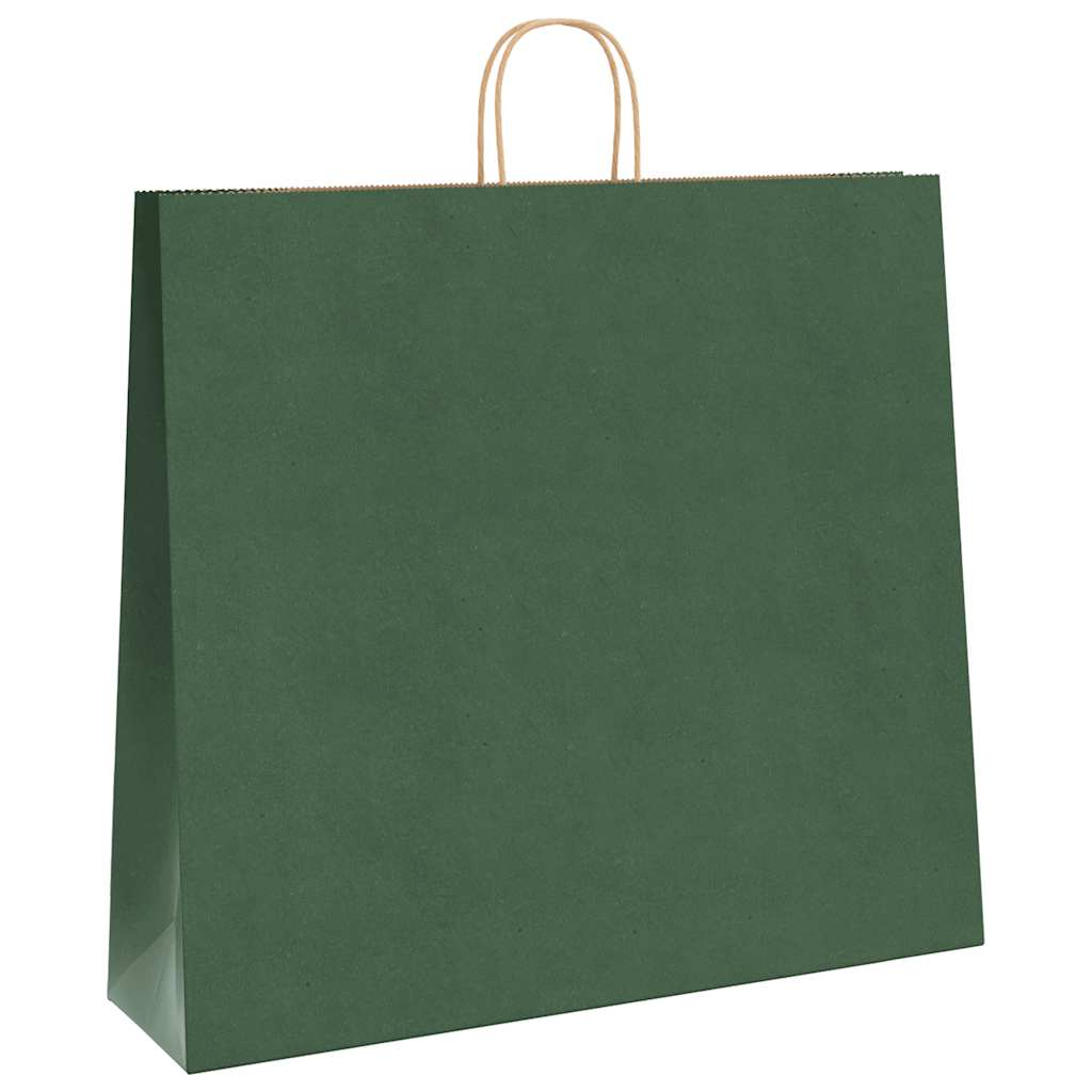 250 db zöld papírzacskók fogantyúkkal 54x15x49 cm