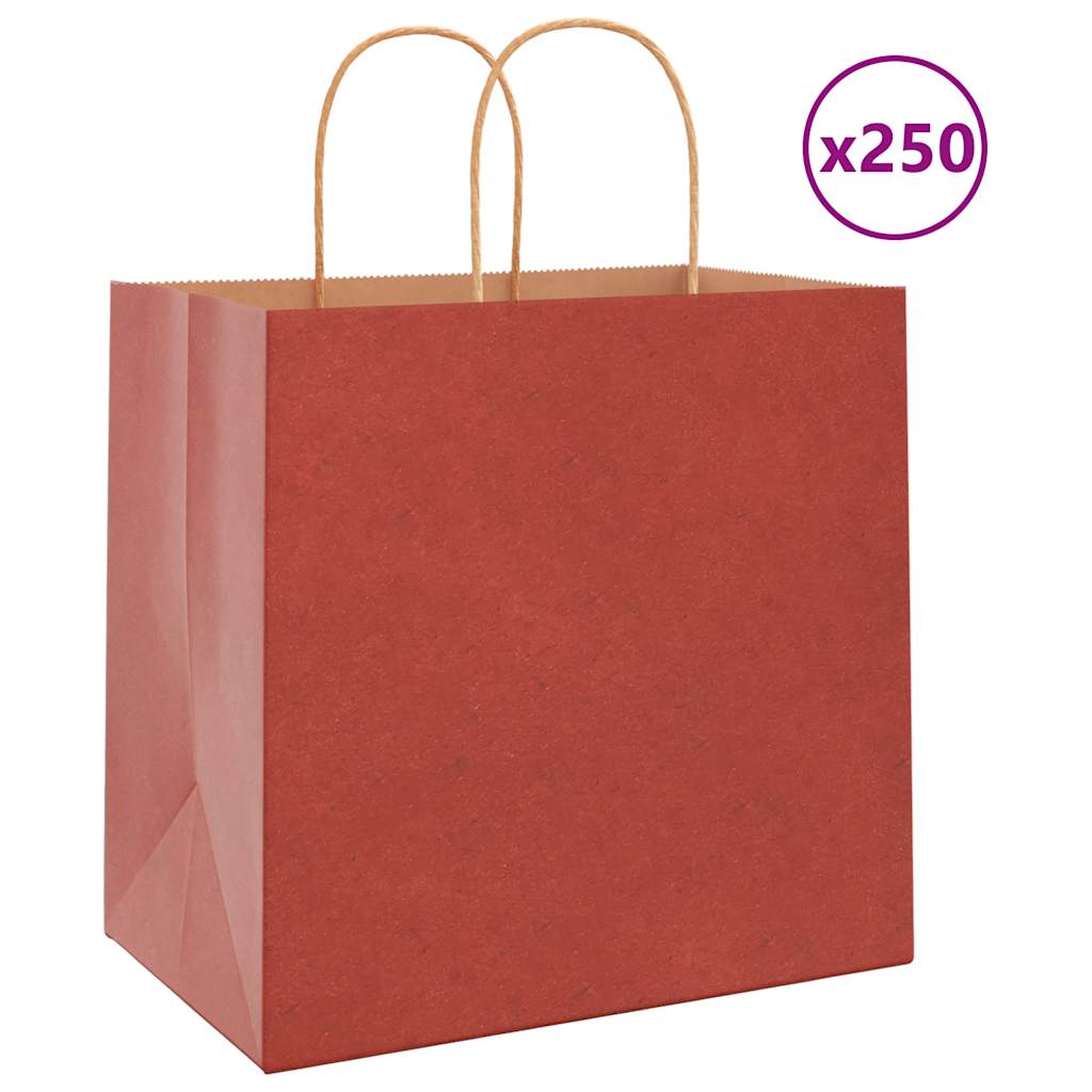 250 db piros papírzacskók fogantyúkkal 26x17x25 cm