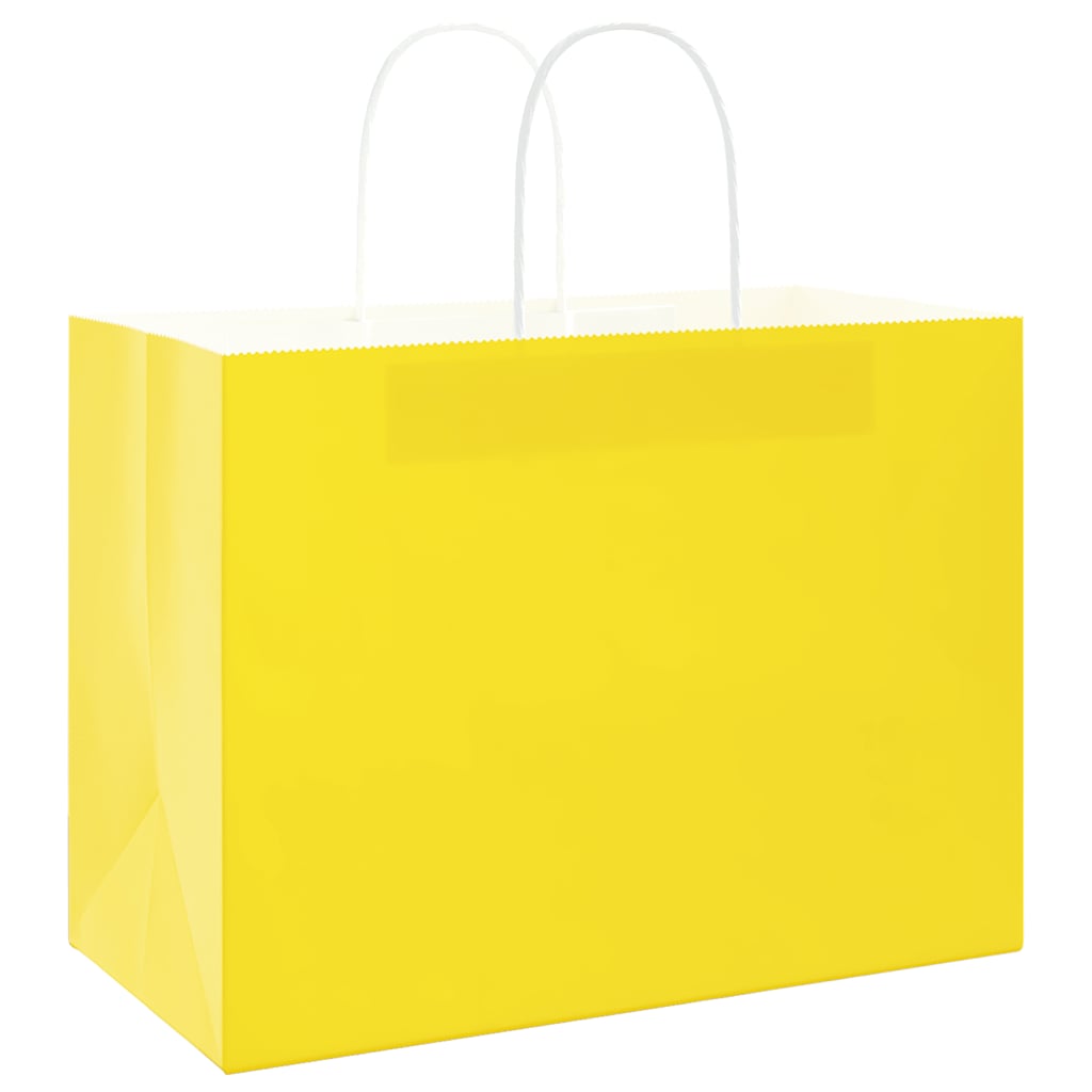 50 db sárga papírzacskók fogantyúkkal 32x17x25 cm