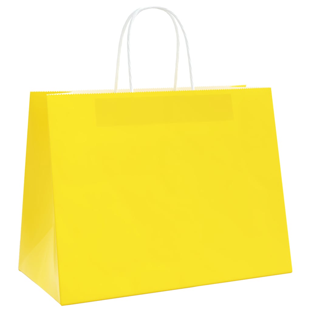 50 db sárga papírzacskók fogantyúkkal 32x17x25 cm