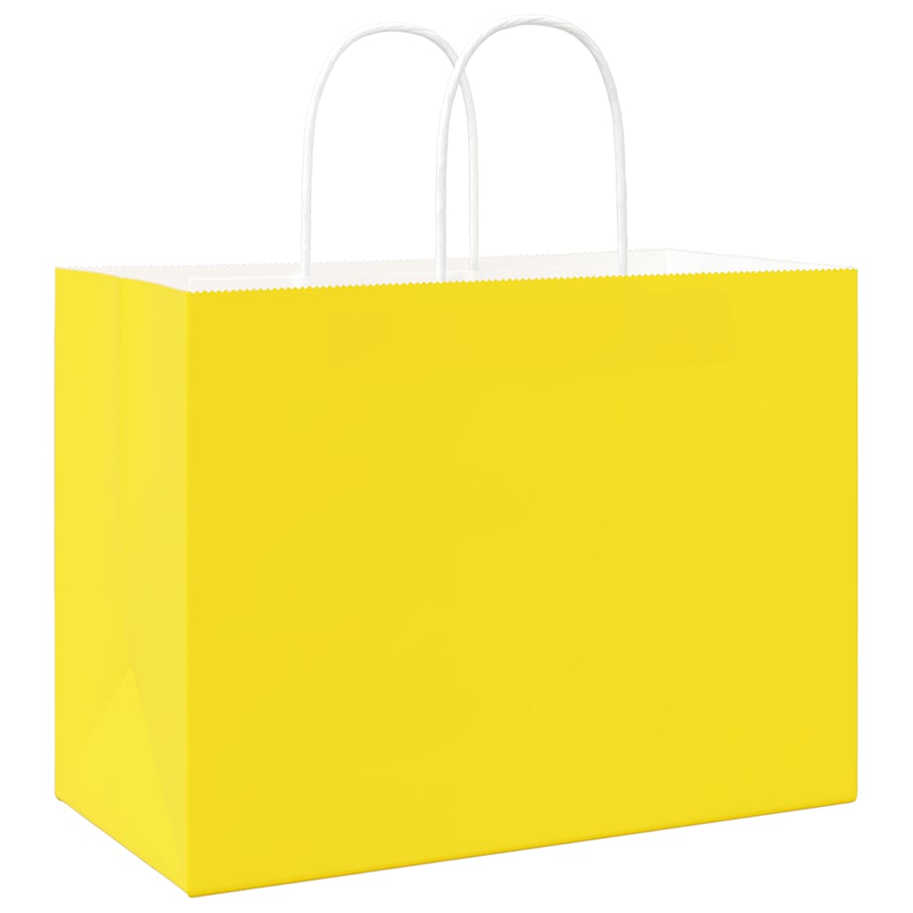 50 db sárga papírzacskók fogantyúkkal 32x17x25 cm