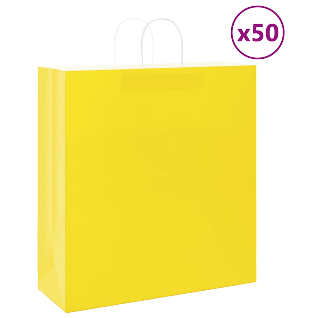 50 db sárga papírzacskók fogantyúkkal 45x17x48 cm