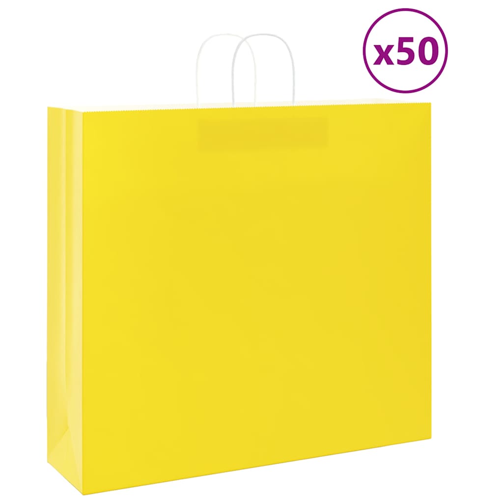 50 db sárga papírzacskók fogantyúkkal 54x15x49 cm