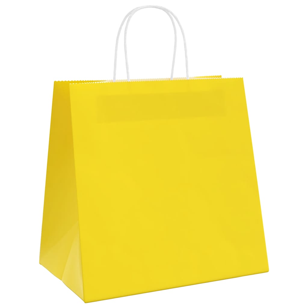 250 db sárga papírzacskók fogantyúkkal 26x17x25 cm