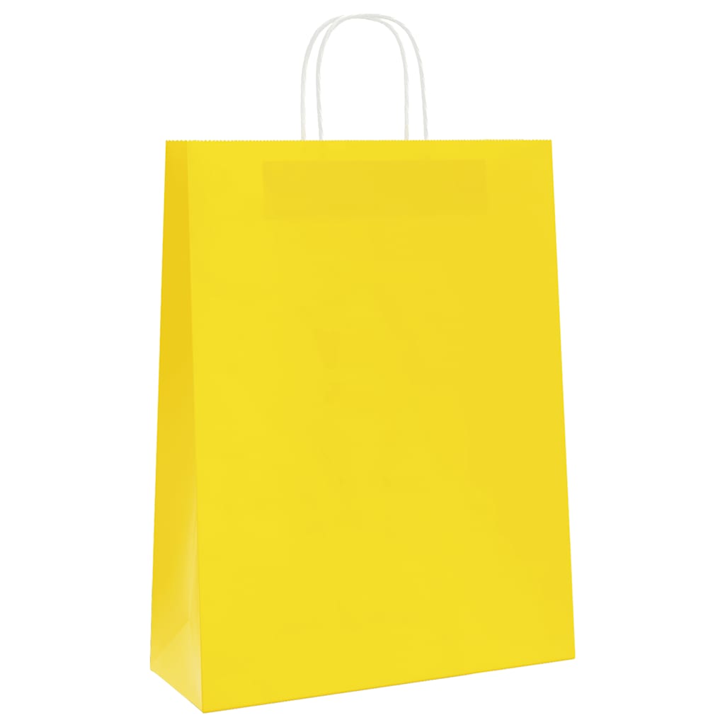 250 db sárga papírzacskók fogantyúkkal 32x12x42 cm