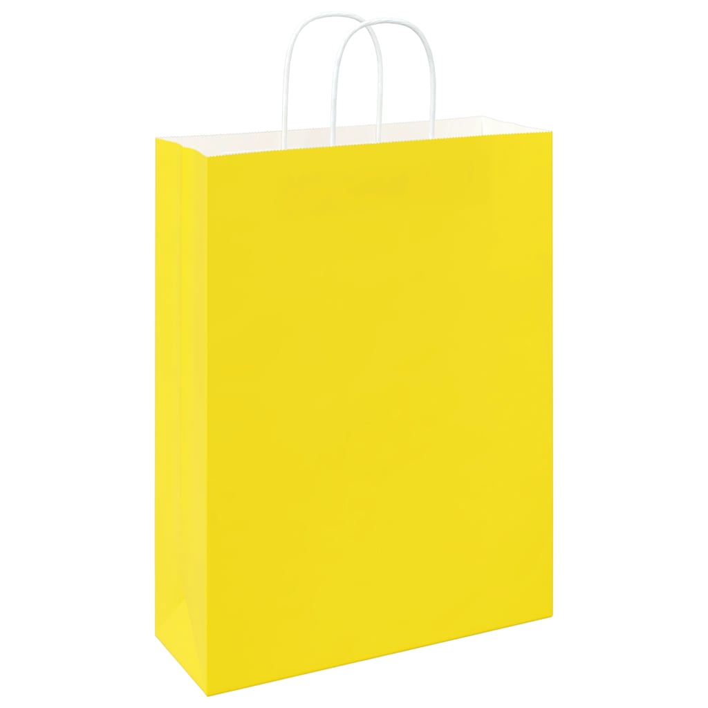 250 db sárga papírzacskók fogantyúkkal 32x12x42 cm