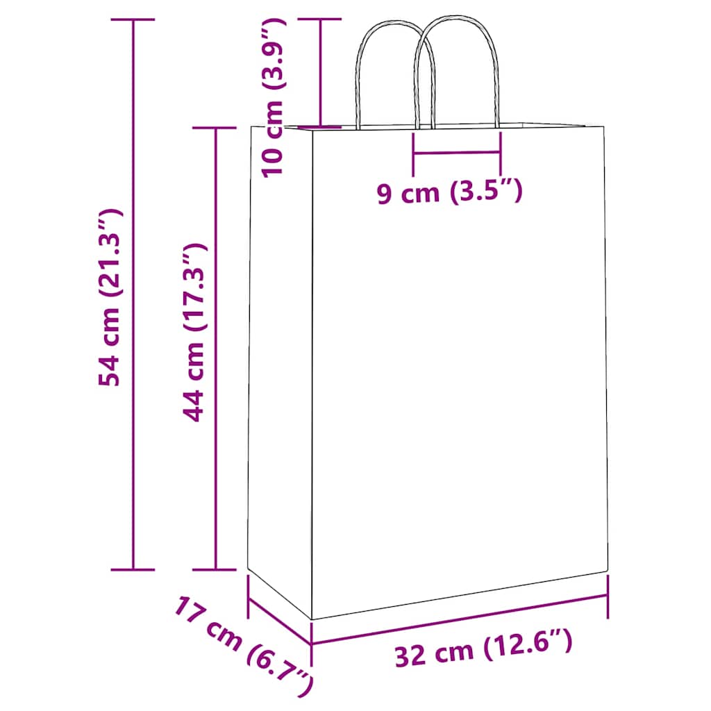 250 db sárga papírzacskók fogantyúkkal 32x17x44 cm