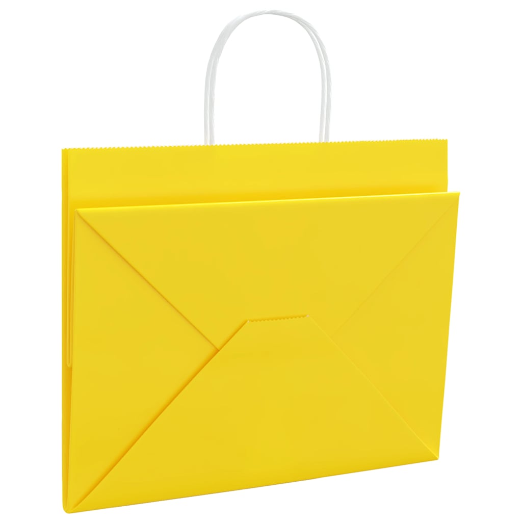 250 db sárga papírzacskók fogantyúkkal 32x22x24 cm
