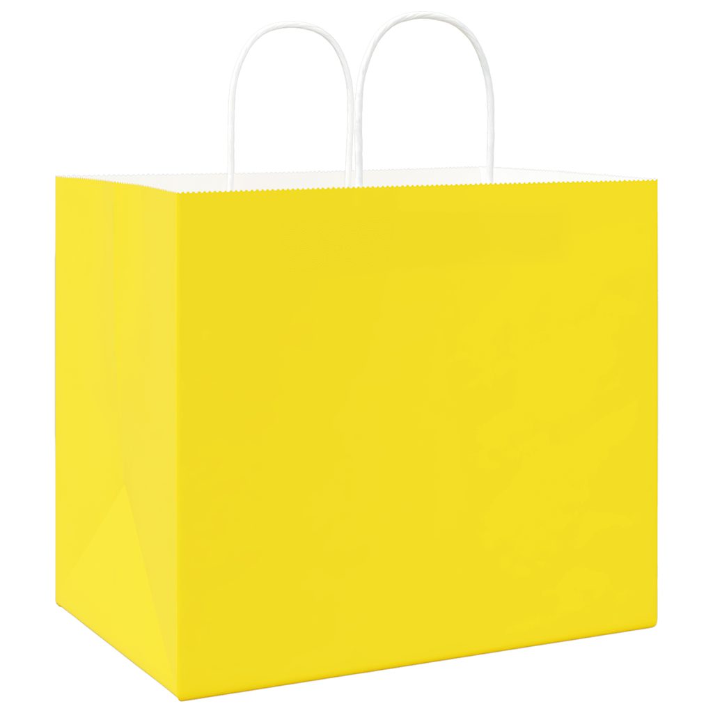 250 db sárga papírzacskók fogantyúkkal 32x22x28 cm