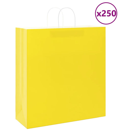 250 db sárga papírzacskók fogantyúkkal 45x17x48 cm