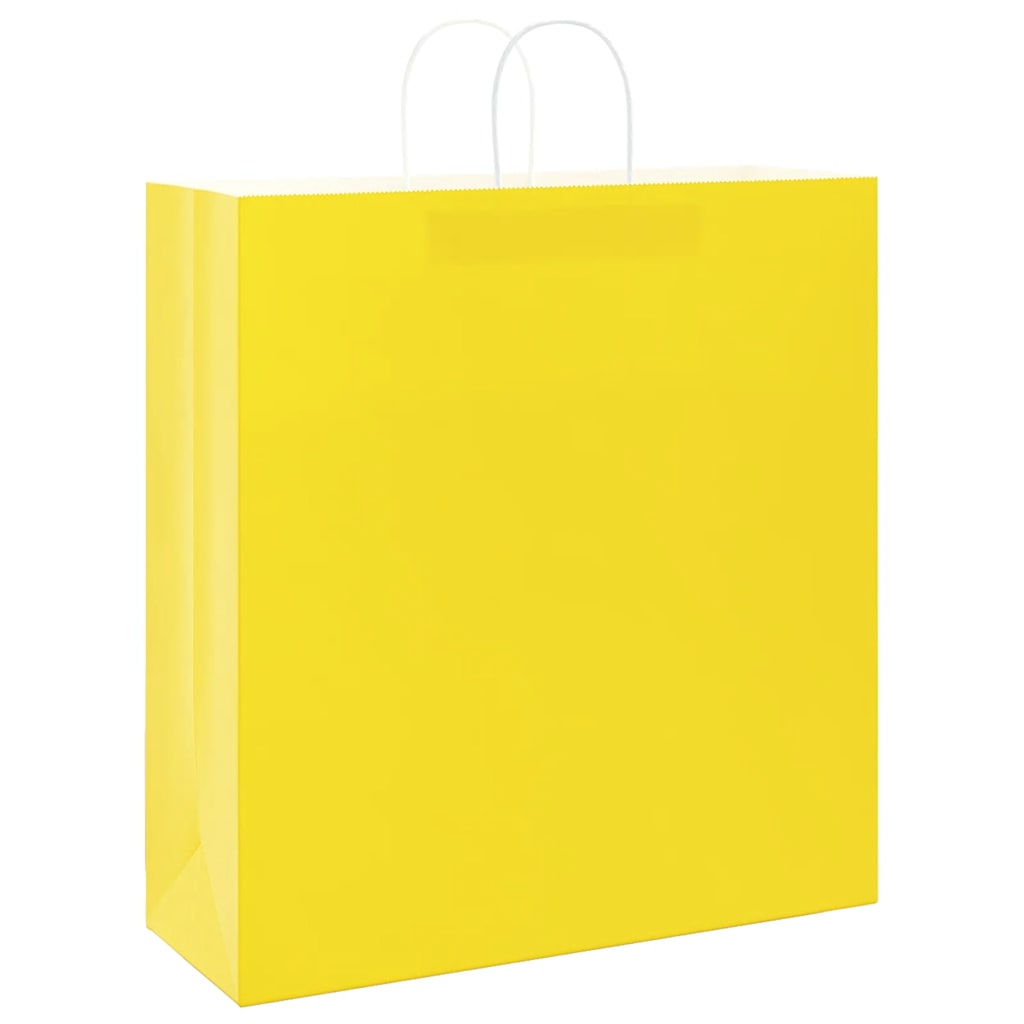 250 db sárga papírzacskók fogantyúkkal 45x17x48 cm