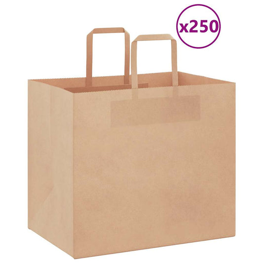 250 db barna papírzacskók fogantyúkkal 32x22x28 cm