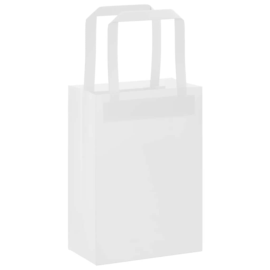 50 db fehér papírzacskók fogantyúkkal 15x8x21 cm