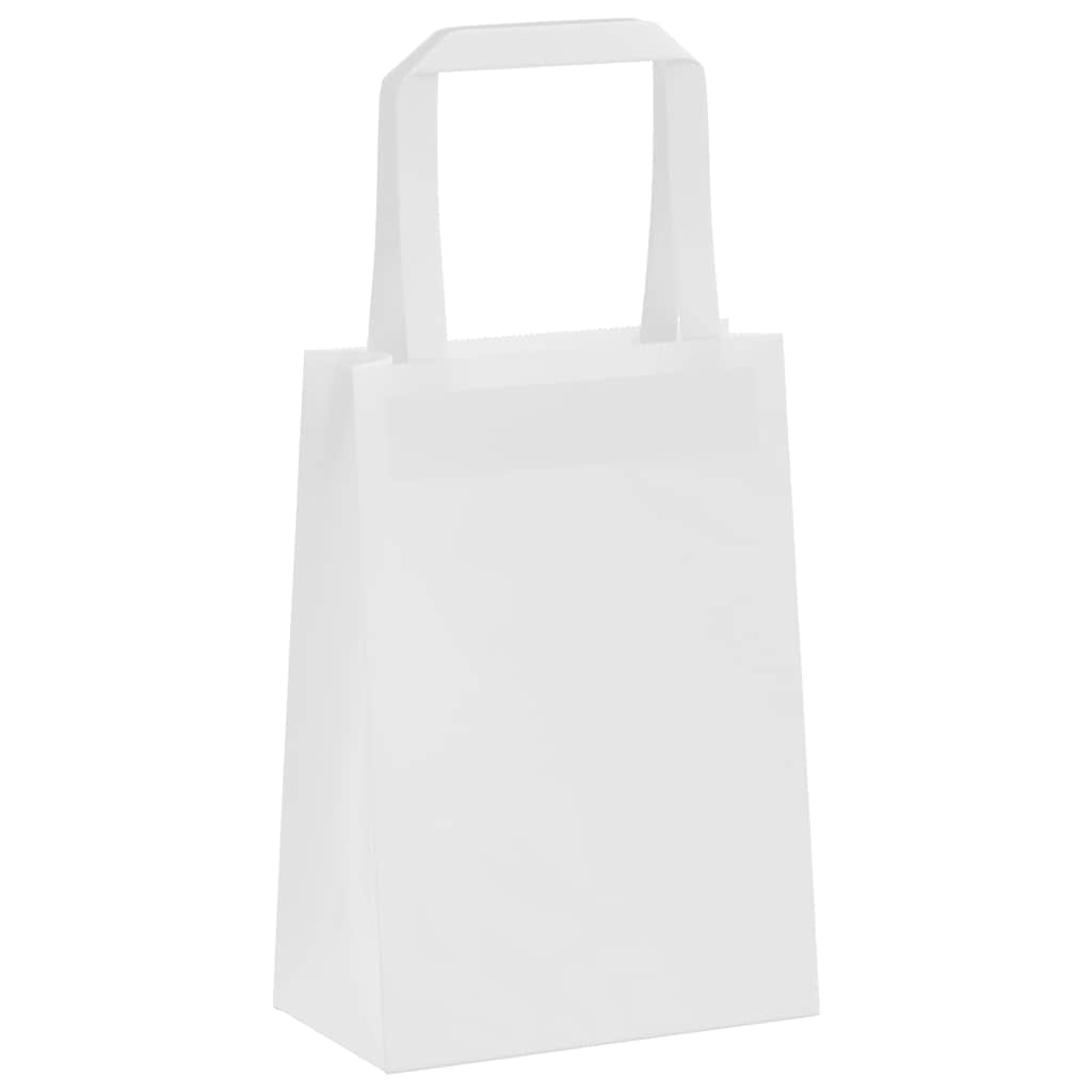 50 db fehér papírzacskók fogantyúkkal 15x8x21 cm