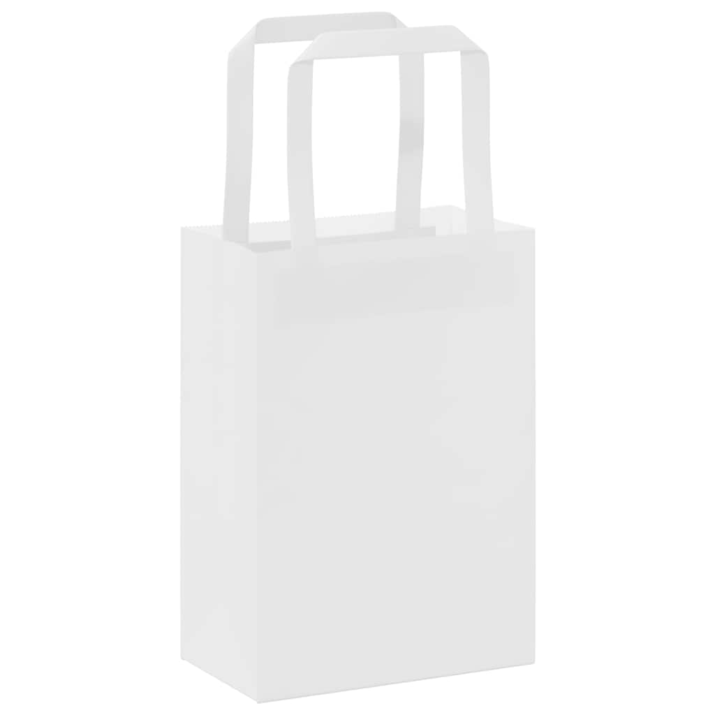 50 db fehér papírzacskók fogantyúkkal 15x8x21 cm