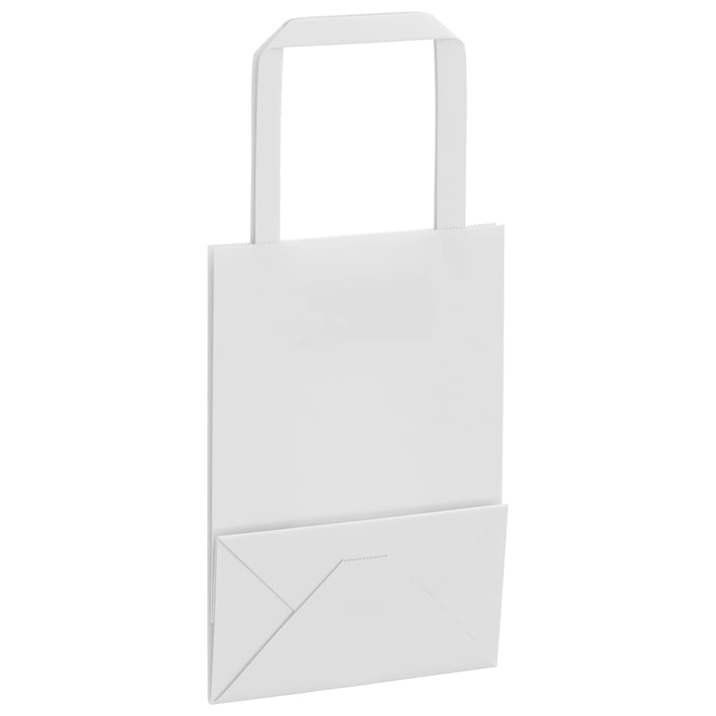 50 db fehér papírzacskók fogantyúkkal 15x8x21 cm