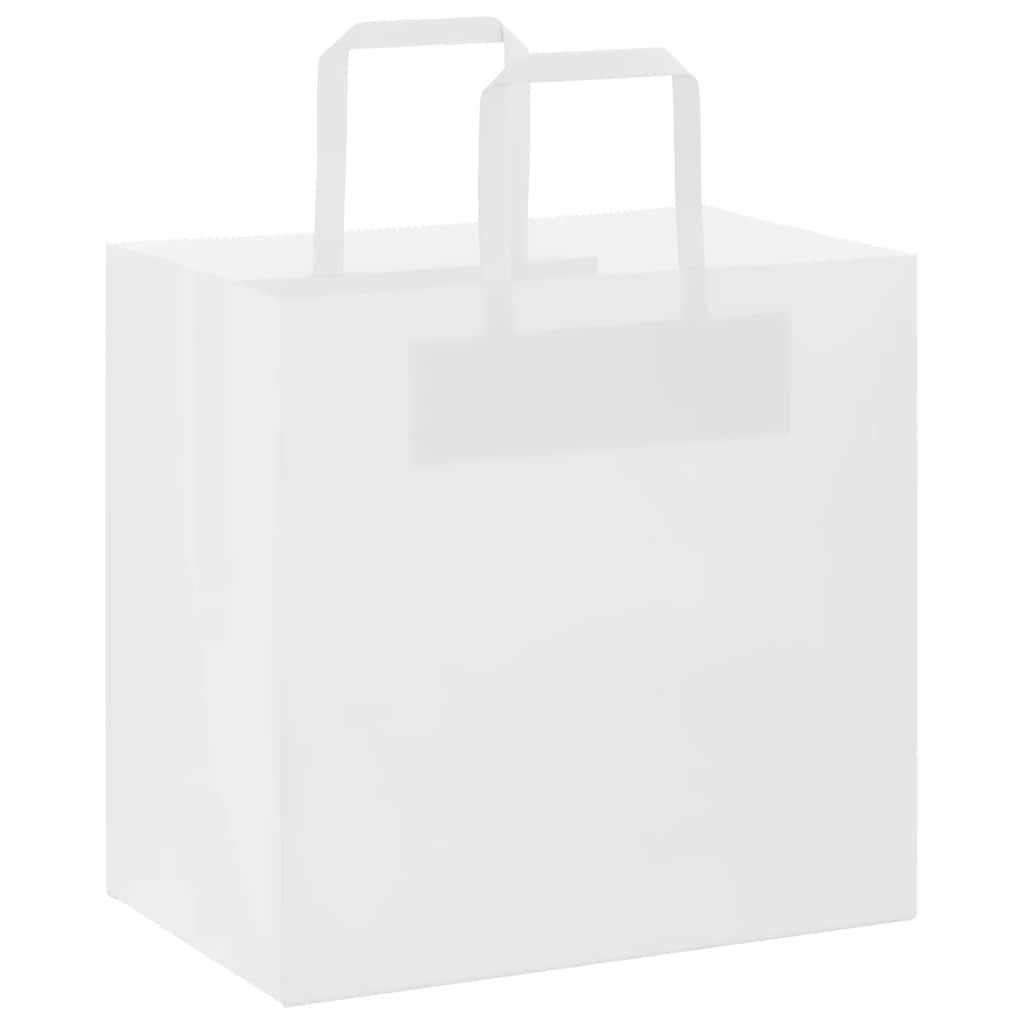 50 db fehér papírzacskók fogantyúkkal 26x17x25 cm